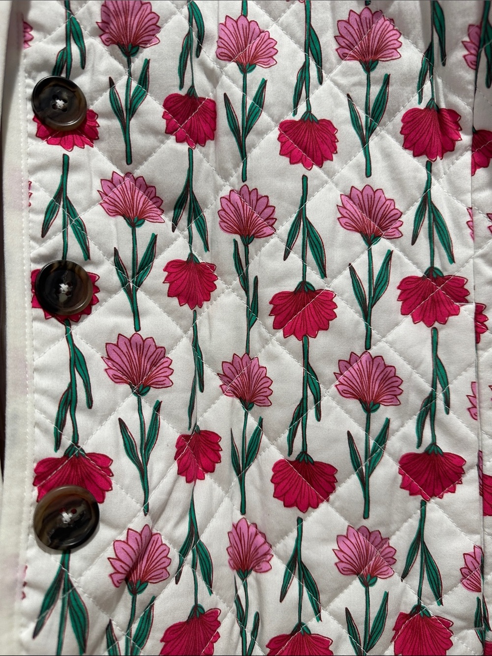 J. Crew White Quilted Jacket with Pink & Red Floral Embroidery - Picture 2 of 5